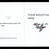 Shoot card (|) three flying grouse on the front pack of 20 bespoke, Your information on the front or back